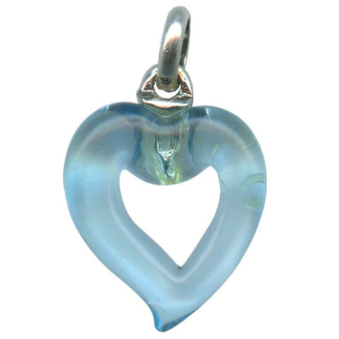 Murano Glass Venetian Love Heart Necklace - Silver and Blue