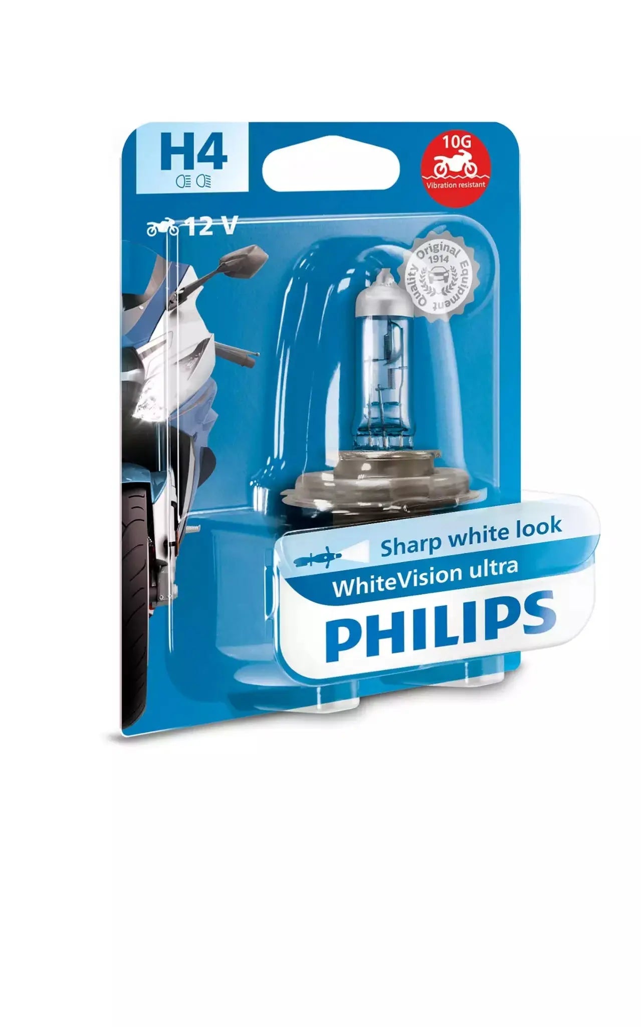 H4 12V 55W PX26d WhiteVision Ultra Moto 1st. Blister Philips - Samsuns Group