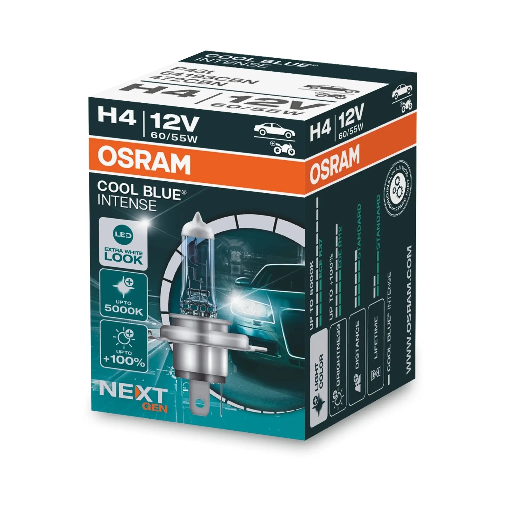 H4 12V 60/55W P43t Cool Blue INTENSE NextGen. 5000K +100% 1 St. OSRAM - Samsuns Group