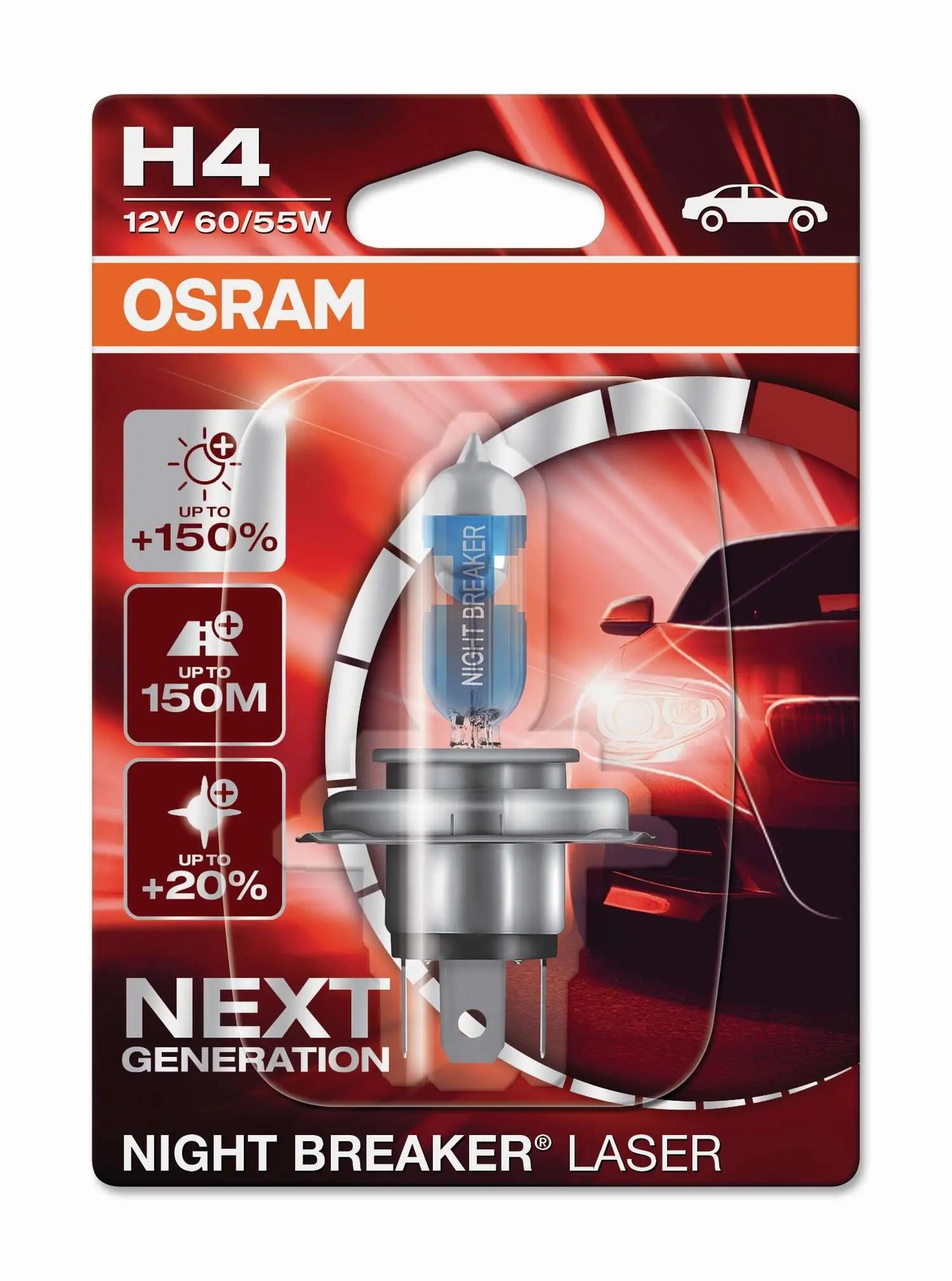 H4 12V 60/55W P43t NIGHT BREAKER® LASER +150% mehr Helligkeit 1 st. Blister OSRAM - Samsuns Group