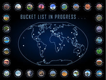 Load image into Gallery viewer, Bucket List In Progress with Coordinates World Map Print
