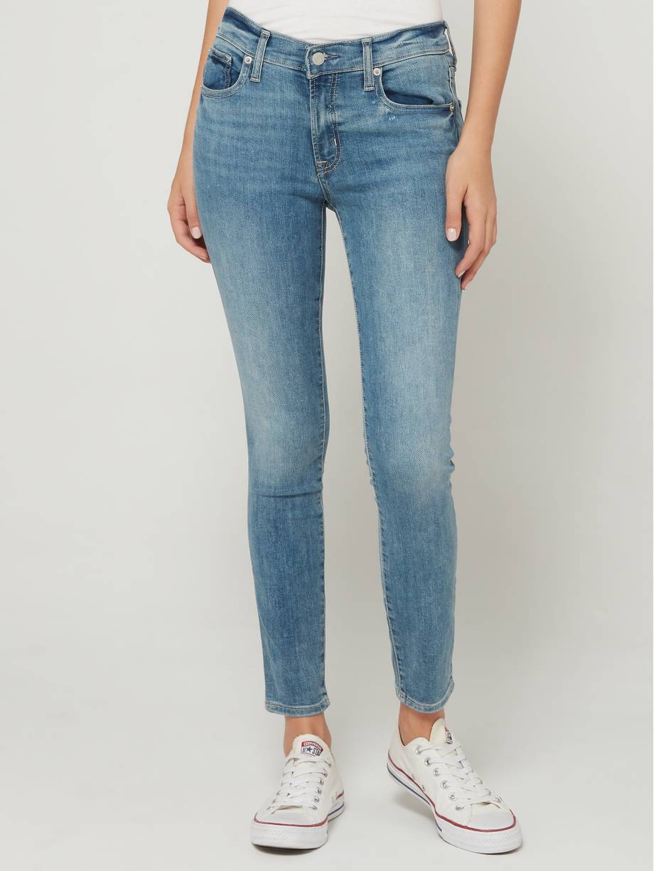 XIALON Jeans para mujer - Jeans ajustados de cintura alta  (color lavado medio, talla: alto L) : Ropa, Zapatos y Joyería
