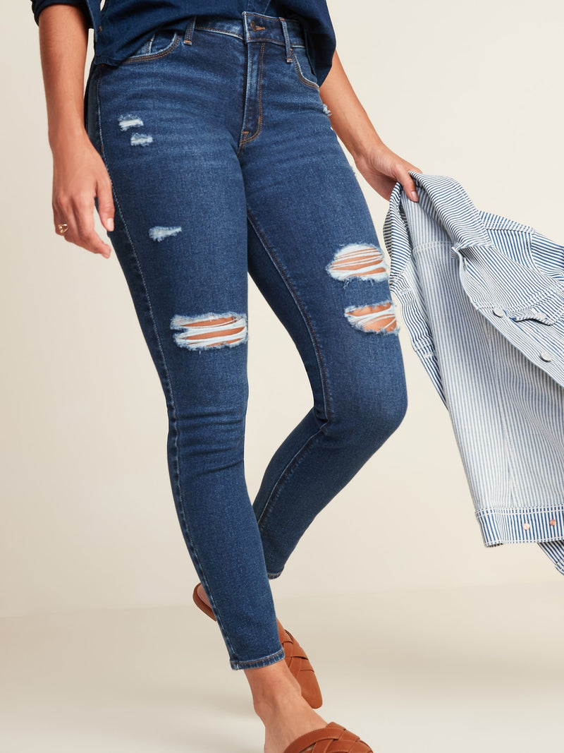 ON Mid-Rise Rockstar Super Skinny Ripped Jeans For Women - Nicky Destroy