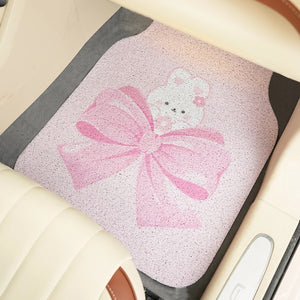 Cute Bow Cartoon Car Floor Mats - Anti-Dirty & Anti-Slip Silk Ring Design - MRSLM