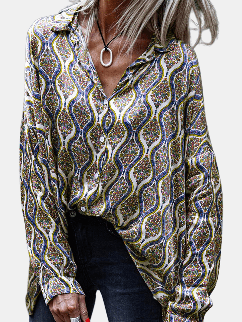 Blusa casual elegante de manga larga con cuello vuelto para mujer