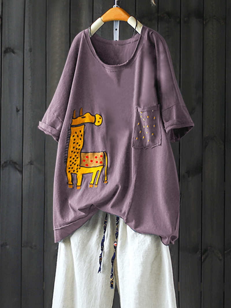 T-shirts à imprimé girafe dessin animé