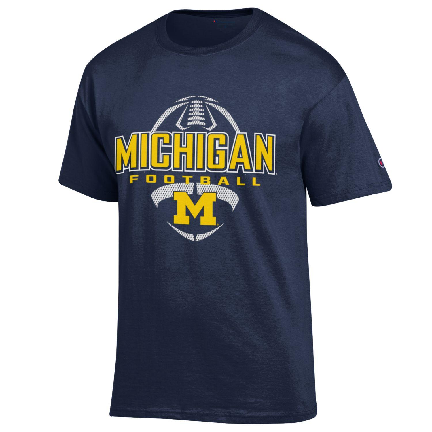 University of Michigan Wolverines football T shirt NCAA Blue