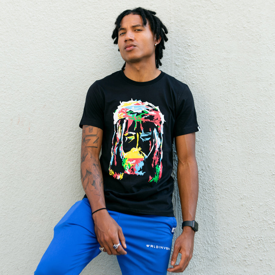 “Abstract Jesus” Tee (Black/Colorful)