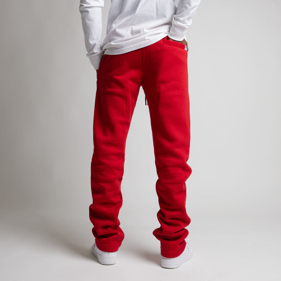 Puff Print Straight Leg Sweatpants (Red/White)