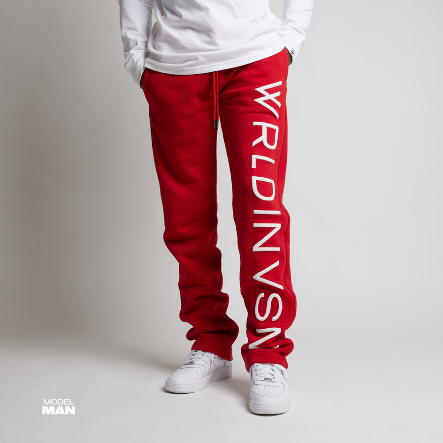 Puff Print Straight Leg Sweatpants (Red/White)