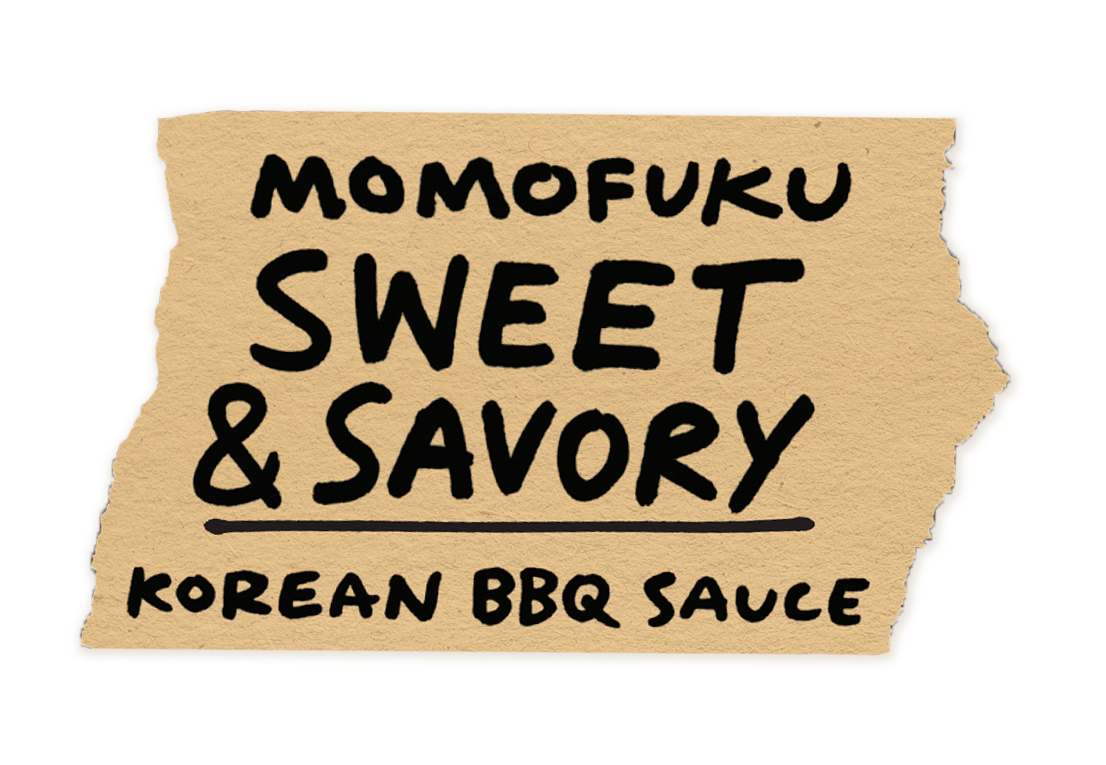 A label for Momofuku Sweet & Savory Korean BBQ Sauce.