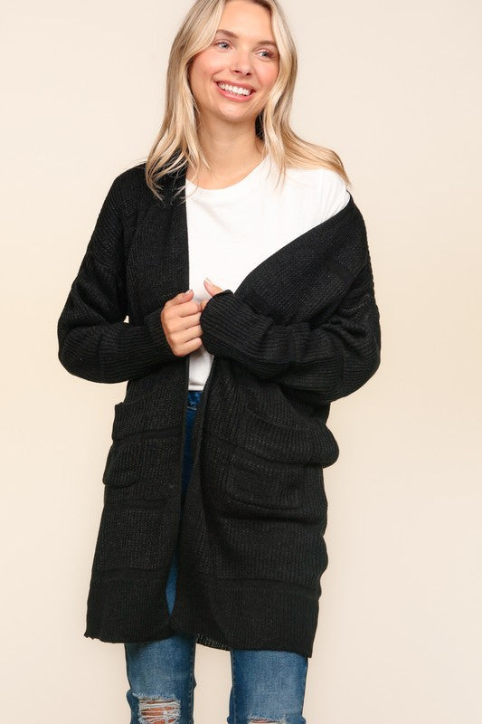 STRIPE TEXTURED OPEN CARDIGAN