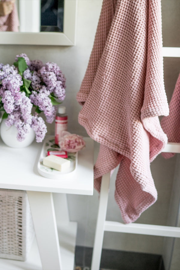 Pink Bath Towels from Waffle Weave Linen