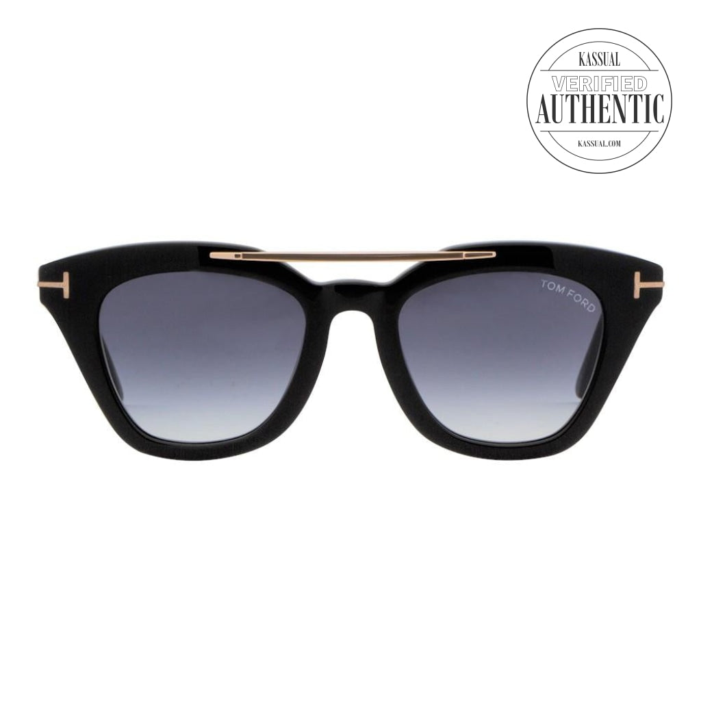 Tom Ford Anna Cateye Sunglasses TF575 01B Black/Gold 49mm 575 – KASSUAL