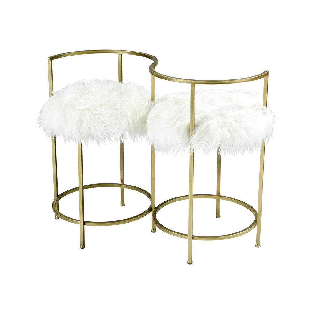 Annabelle White Glam Tête à Tête Chair Vanity Mirror Co