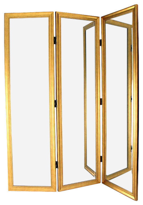 Angie Mirrored Room Divider In Gold