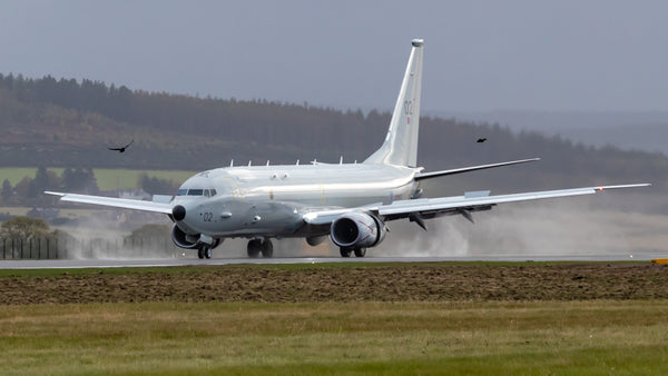 Poseidon MRA1 aircraft (ZP802) landing at RAF Lossiemouth in October 2020