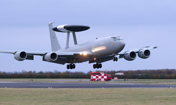 An E-3D Sentry lands at RAF Waddington