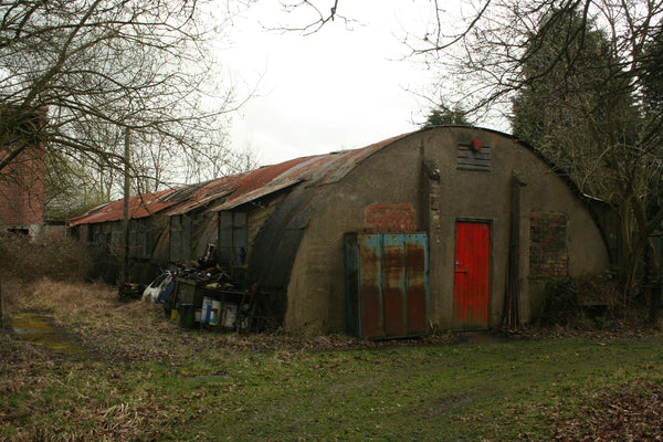 A derelict Nissen hut at RAF Finmere, formerly used as a communal building