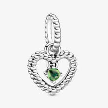 Load image into Gallery viewer, Pandora August Spring Green Beaded Heart Dangle Charm - Fifth Avenue Jewellers

