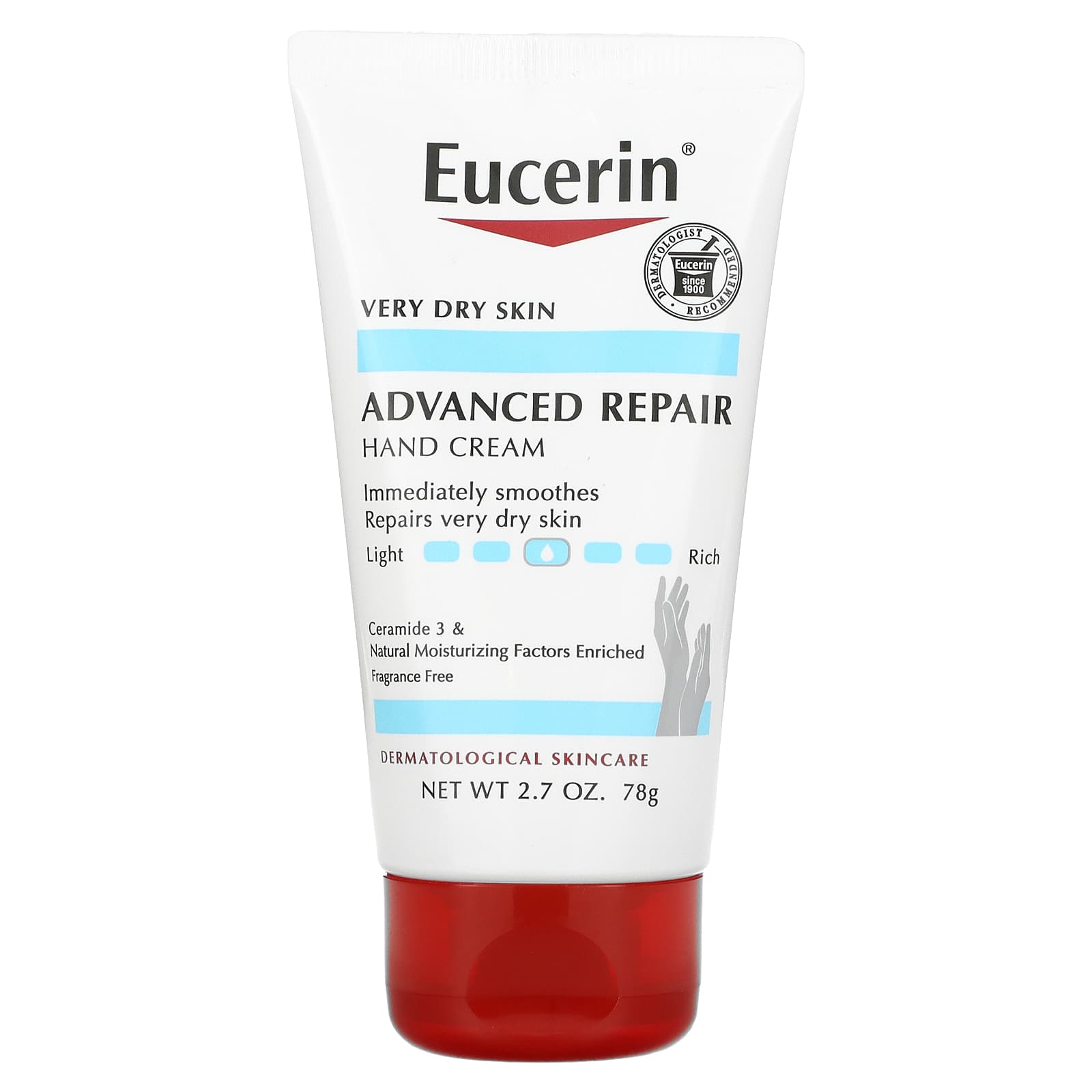 Eucerin, Advanced Repair Hand Creme, Fragrance Free, 2.7 oz (78 g)