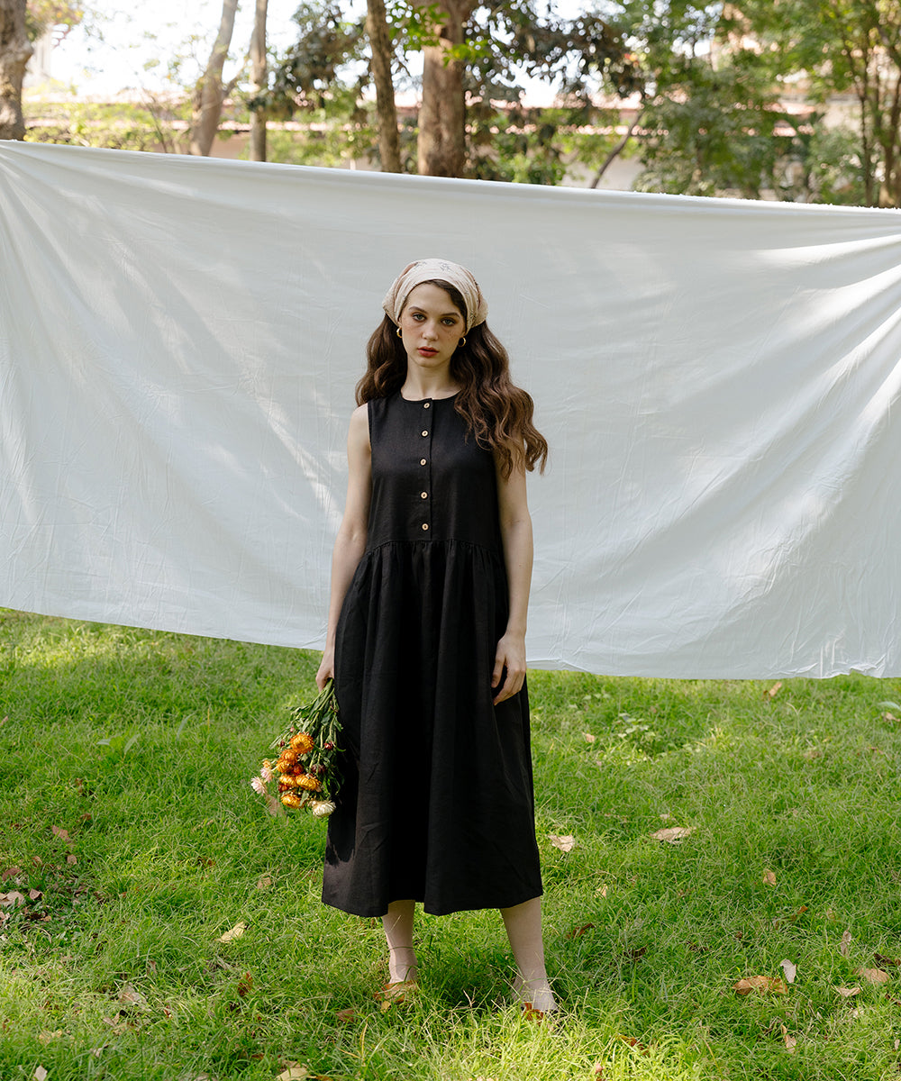 Linen Flare Dress with belt  Hannah Canvas Canada – HANNAH CANVAS