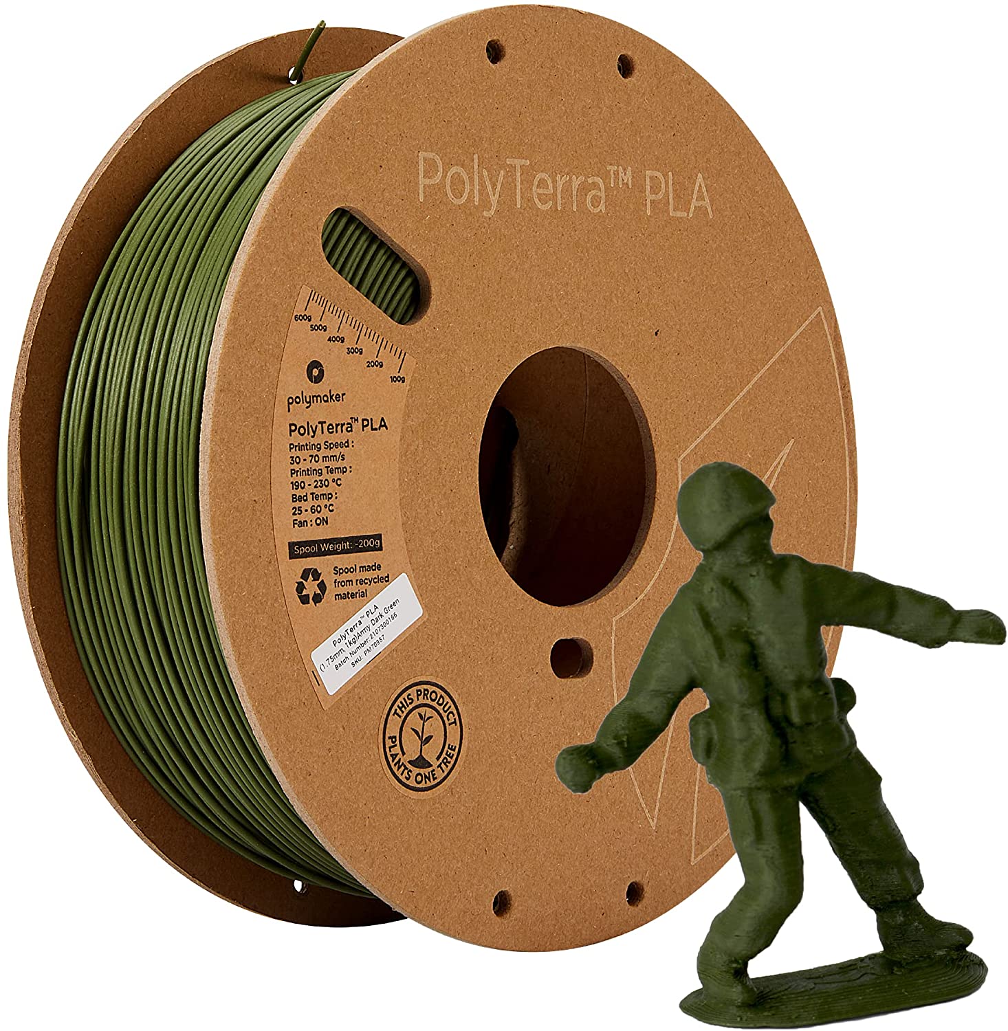  PolyTerra™ PLA - Army Dark Green - 1.75mm - 1KG 