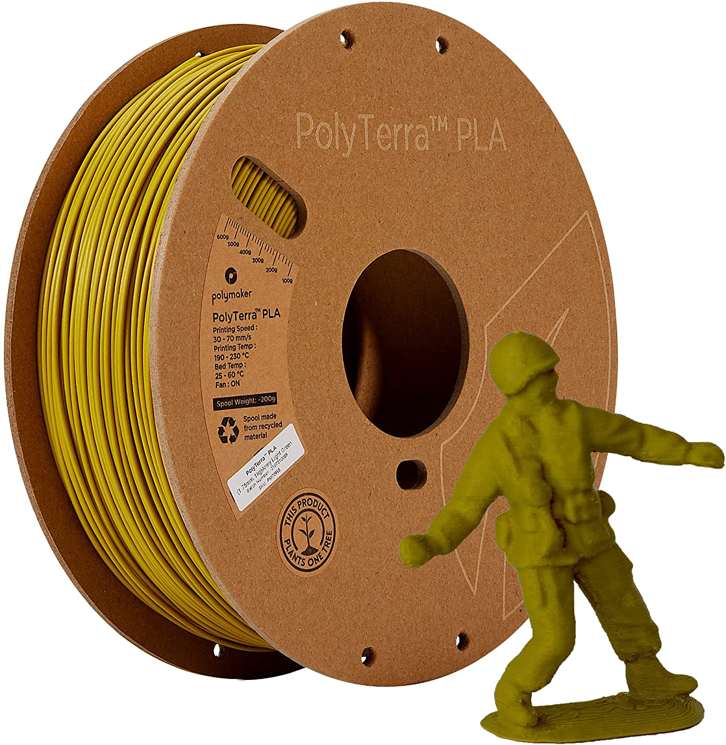  PolyTerra™ PLA - Army Light Green - 1.75mm - 1KG 