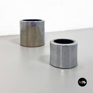 Pair of two different size metal cylindrical ashtray, 1970s