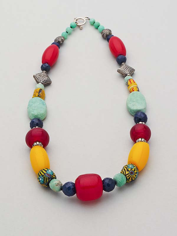 Eclectic Gemstone Tribal Necklace by Christine Smalley