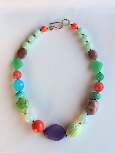 Unique Necklace with Mix of Earthy Toned Unusual Beads – Breathing