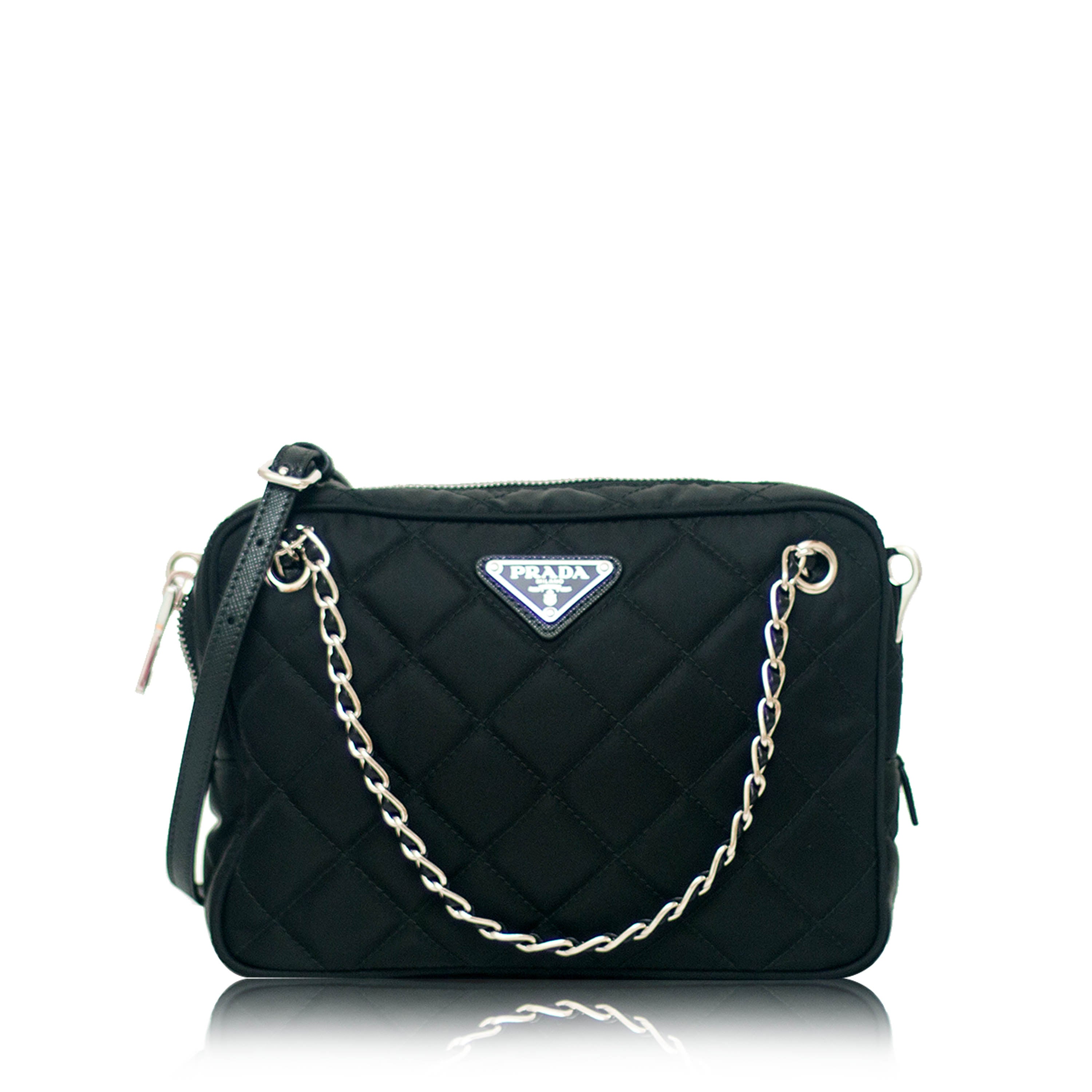 PRADA Bandoliera Black Tessuto Nylon Quilted Medium Crossbody Bag. STYLE  1BH910