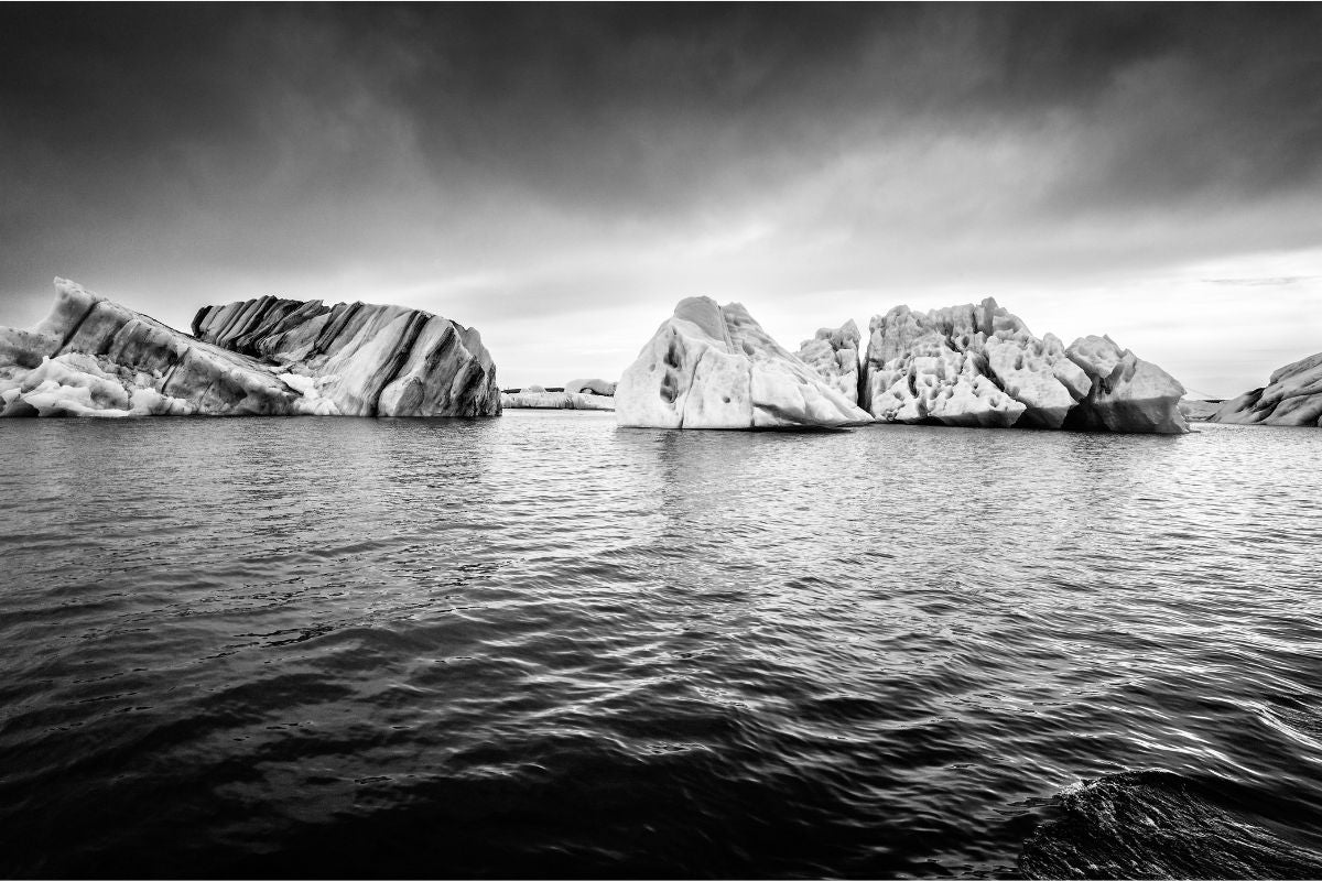 Dramatic black and white landscape photo