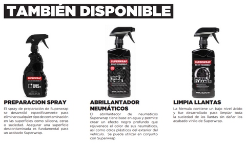 Preparación Spray, Abrillantador de Neumáticos, Limpia Llantas, SuperWrap