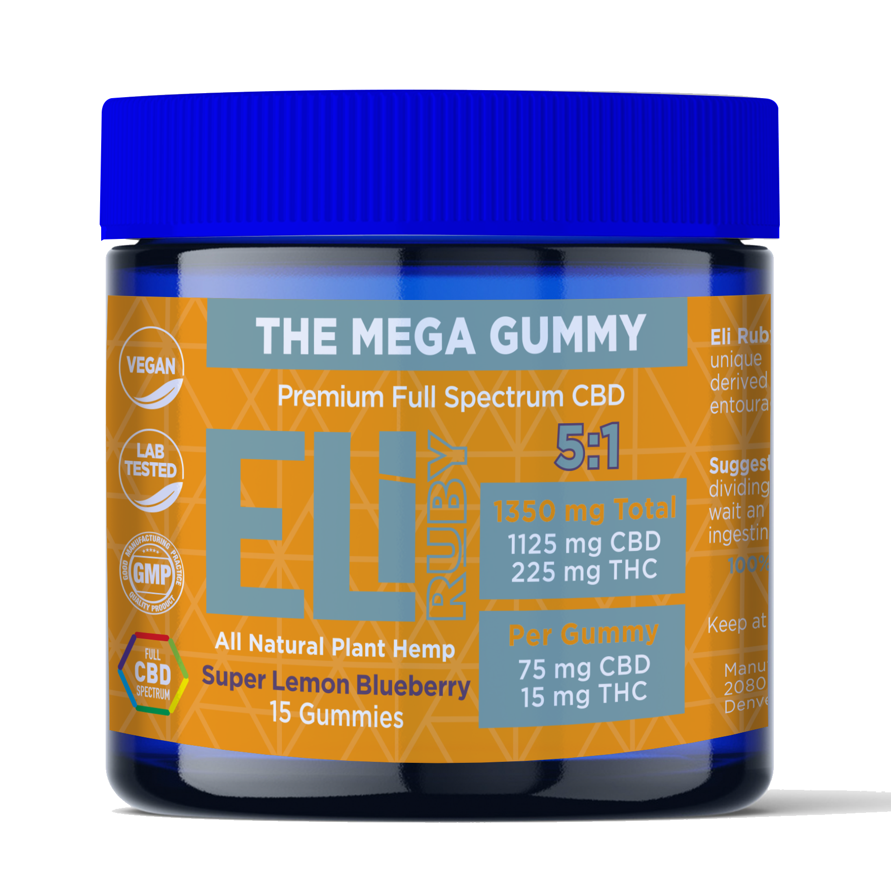 5:1 The Mega Gummy: Super Lemon Blueberry-15 Gummies