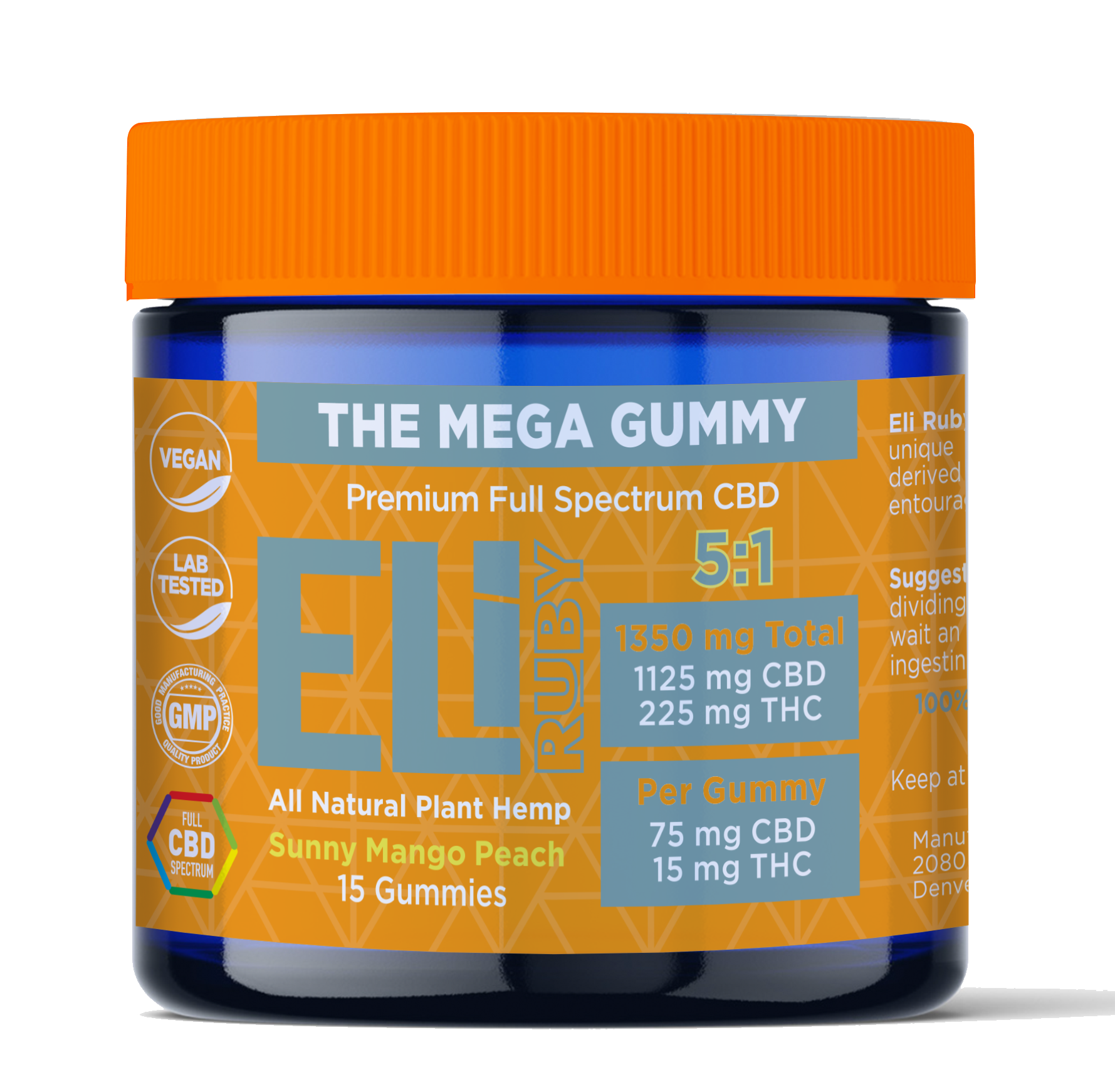 5:1 The Mega Gummy: Sunny Mango Peach-15 Gummies