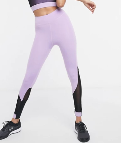 Contrast Mesh Set in Lilac colored leggings from ASOS
