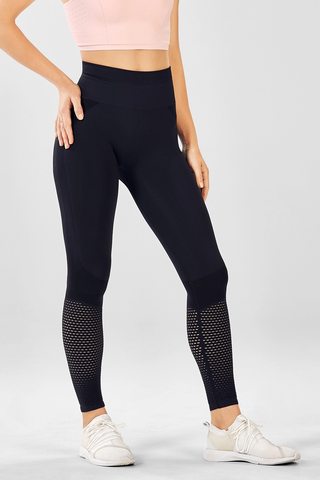 High-Waisted Seamless Mesh black leggings by Fabletics