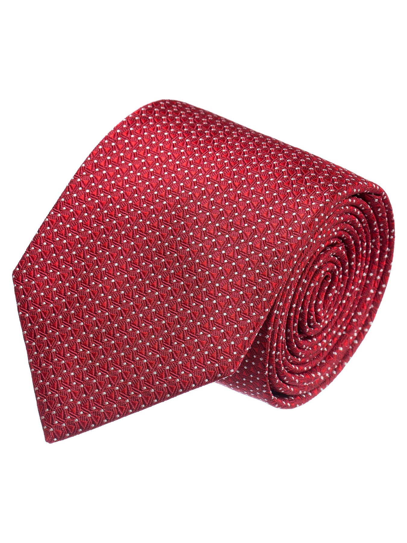 Madder Silk Tie in Dark Ruby Red Macclesfield Neats Blue Orange Pattern -  Fort Belvedere