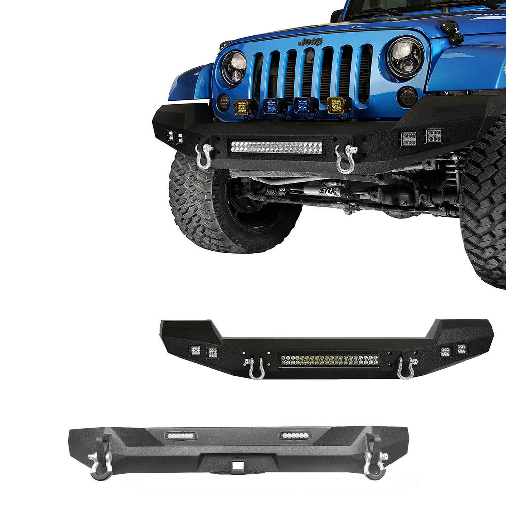 Climber Front Bumper & Rear Bumper Combo Kit for 2007-2018 Jeep Wrangler JK  JKU - Ultralisk 4x4