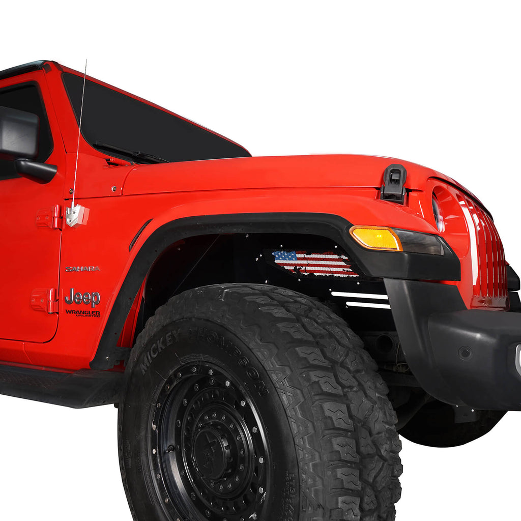 Front Inner Fender Liners Distressed USA Flag(18-23 Jeep Wrangler JL  Sahara) - Ultralisk 4x4