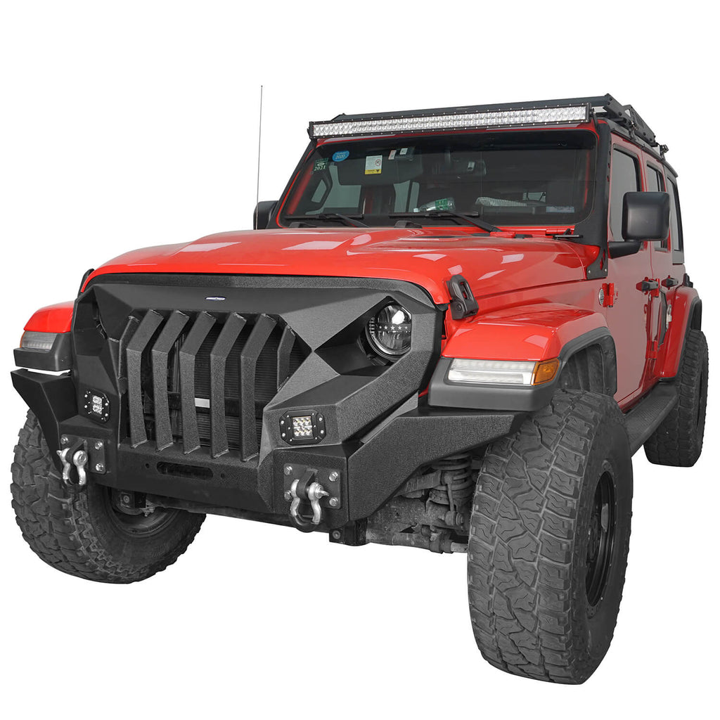 Mad Max Front Bumper w/Wings & Windshield Frame Cover for Jeep Wrangler JL  & Jeep Gladiator JT - Ultralisk 4x4