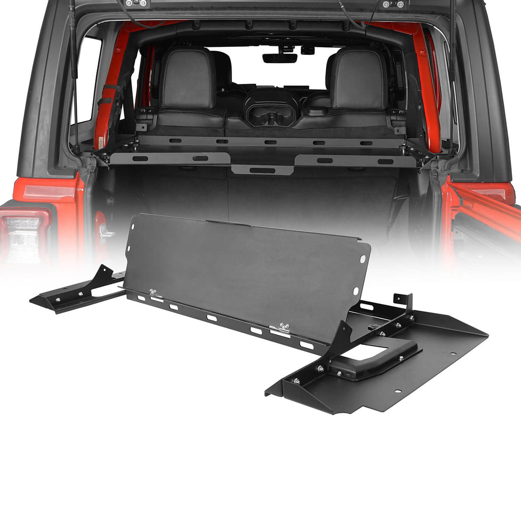 Hooke Road JLU Cargo Cover Basket Rack Luggage Storage Carrier Compatible  With 2018-2023 Jeep Wrangler JLU 4-Door Hardtop Sky One-Touch Power Top 