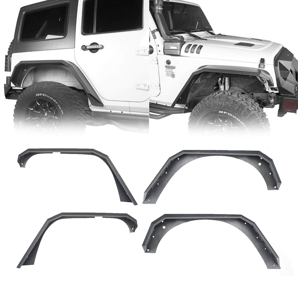 Jeep JK Flat Wide Flares Fenders for Jeep Wrangler JK 2007-2018 - Ultralisk  4x4