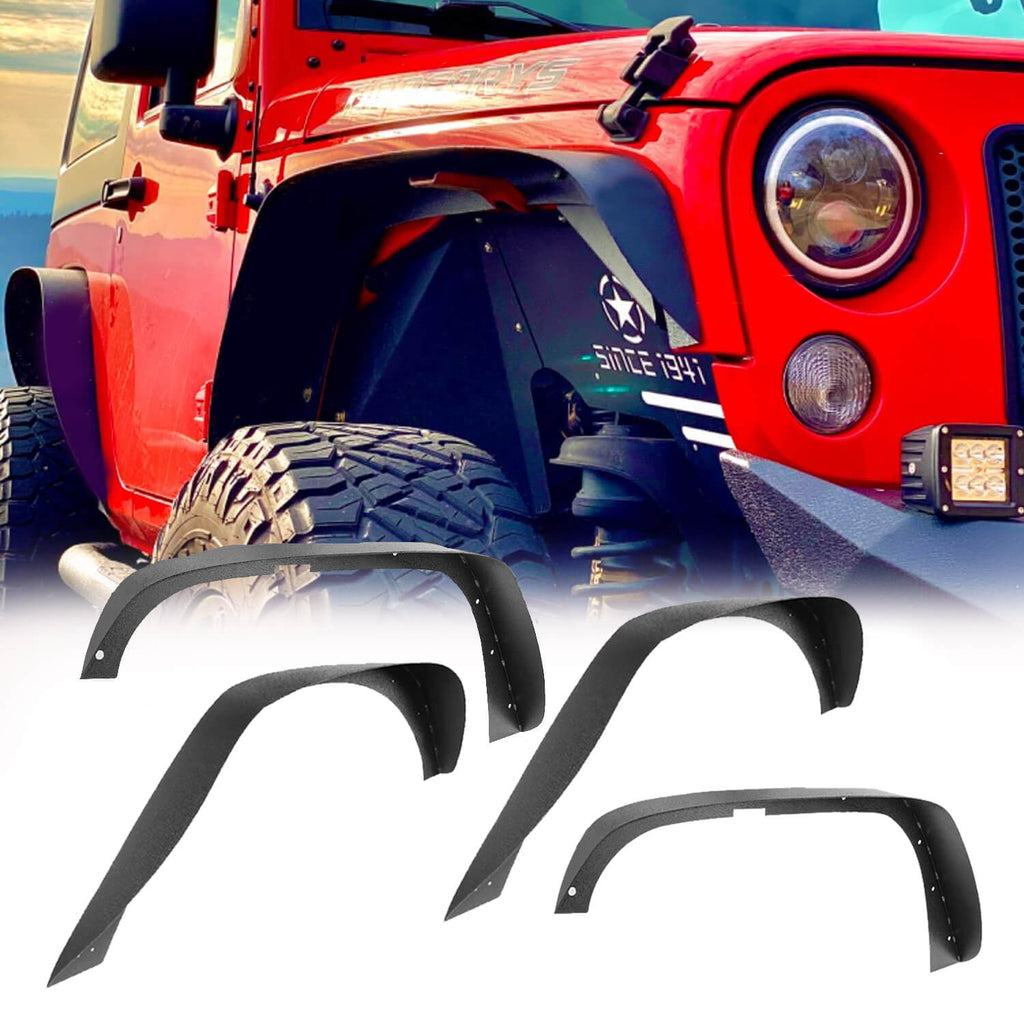 Jeep JK Flat Fender Flares Kit Steel Fender Flares for 2007-2018 Jeep  Wrangler JK – Ultralisk 4x4