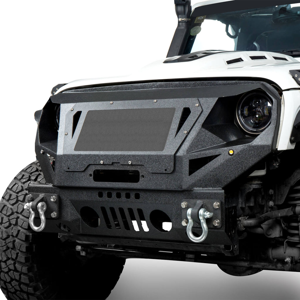 Jeep JK Front Bumper w/Grill Guard & Winch Plate for 2007-2018 Jeep  Wrangler JK - Ultralisk 4x4