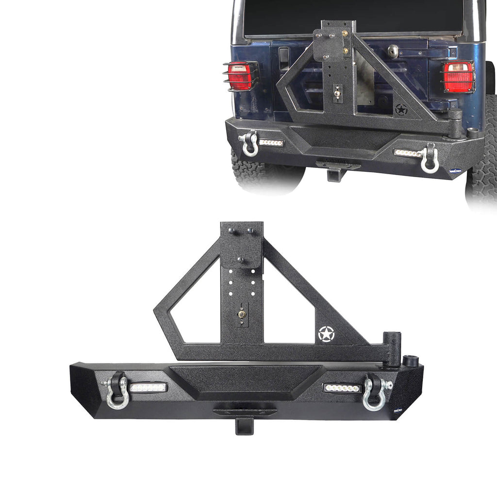 Jeep TJ Rear Bumper With Tire Carrier & Receiver Hitch for 1997-2006 Jeep  Wrangler TJ – Ultralisk 4x4