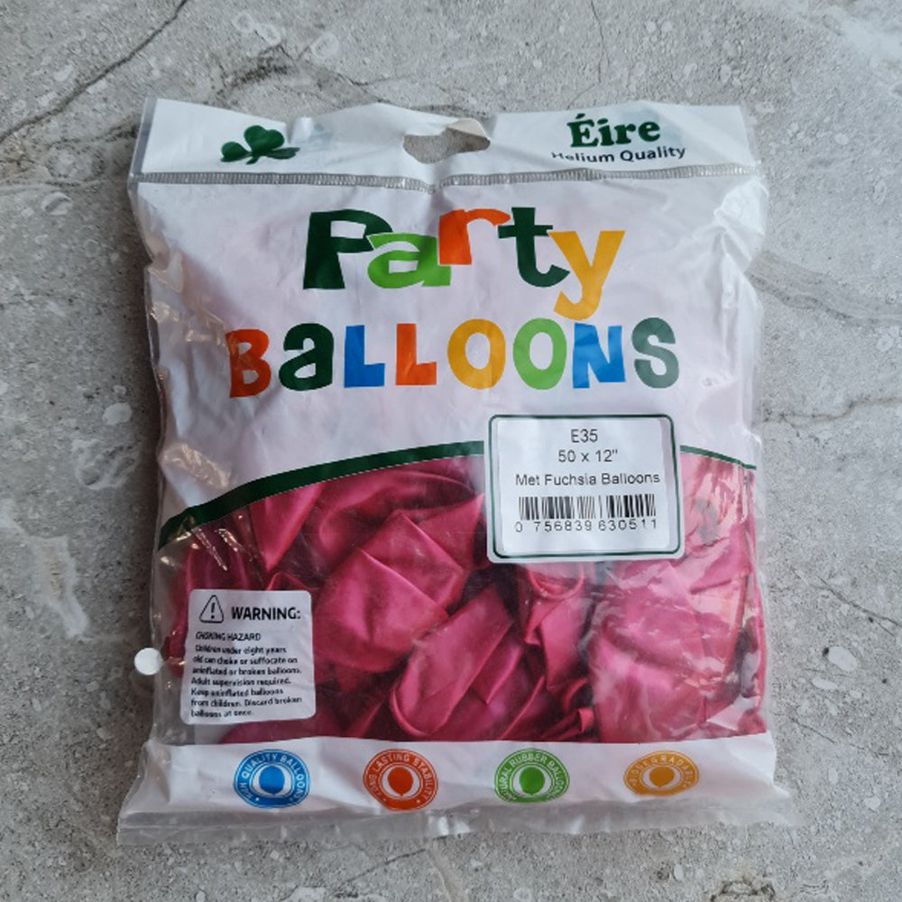 Pink Balloons - E35 Bag of 50 Eire Shiny Fuchsia Balloons