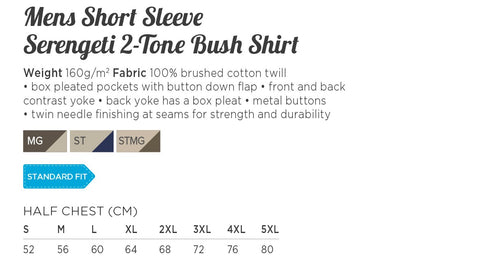 Mens Short Sleeve Serengeti 2-Tone Bush Shir|usbandmore