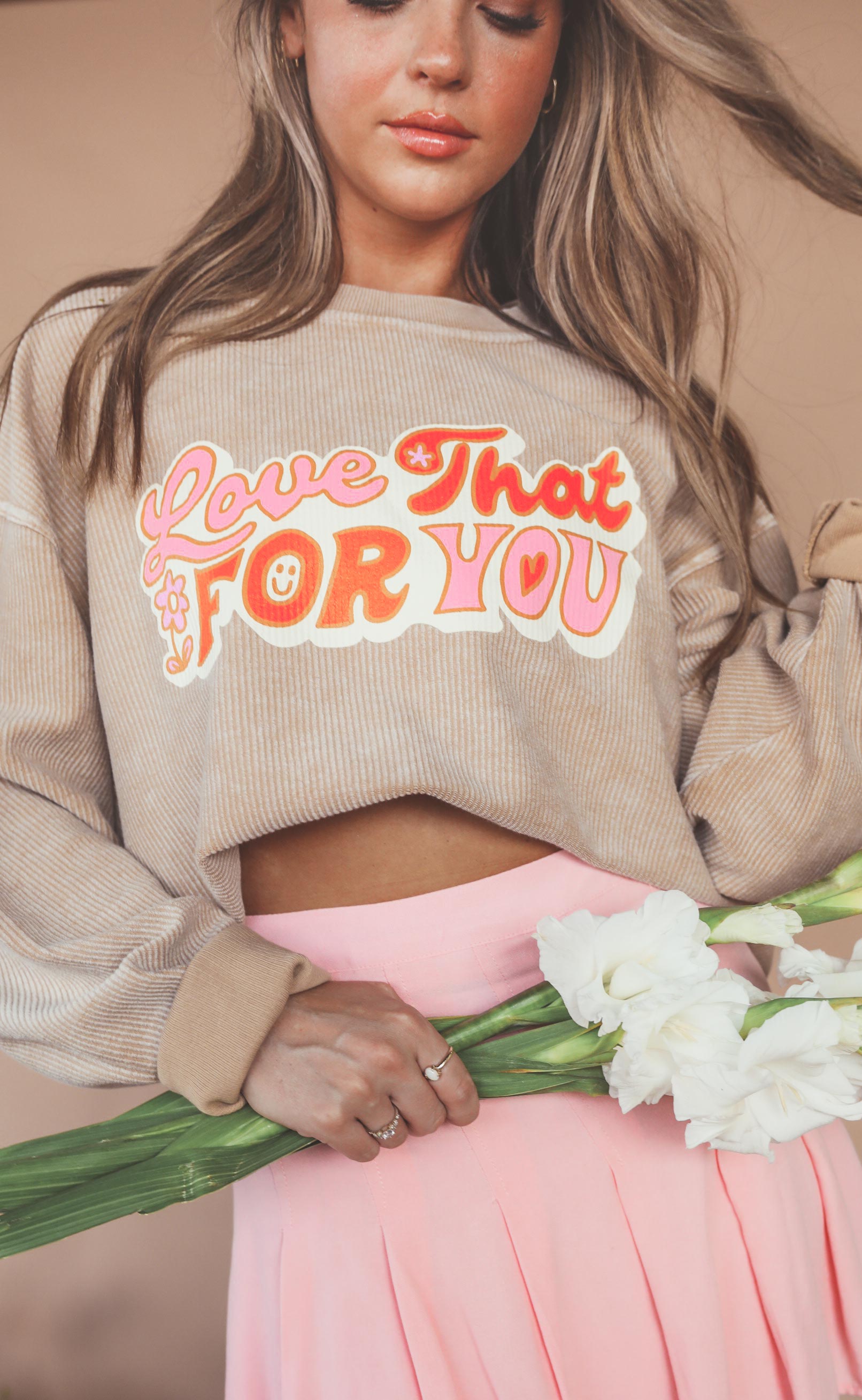 friday + saturday: love that for you corded sweatshirt